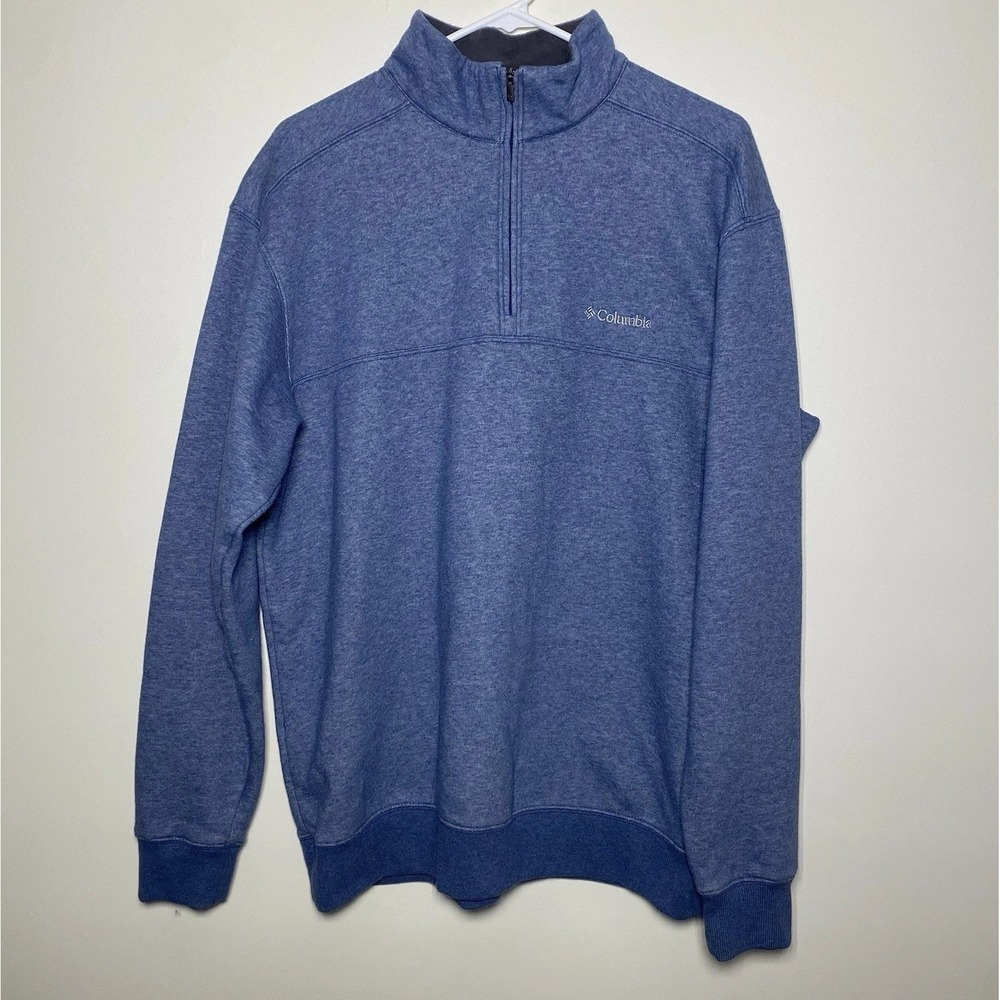 Columbia Sherpa Lined Quarter-Zip Men's Large Fleece Pullover Blue‎ Heather